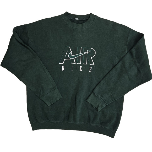 Vintage Nike Air Sweatshirt Men’s Large Green Center Swoosh Embroidered CrewNeck - Picture 1 of 7